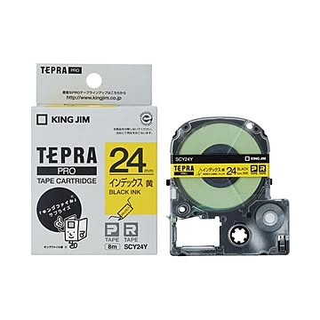 （まとめ） キングジム テプラPROテープ SCY24Y 黄に黒文字 24mm×10セット