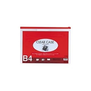 (業務用10セット) LIHITLAB クリアケース/書類入れ 【B4サイズ/マチなし】 ビニール製 透明 横型 F-75S レッド(赤)