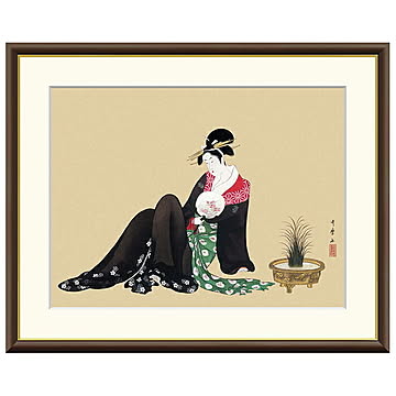 額絵 納涼美人図 喜多川歌麿 61x49.5cm 三幸