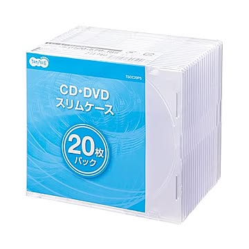 （まとめ）TANOSEE5mm厚スリムCDプラケース 1パック(20枚)【×10セット】