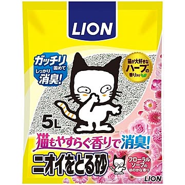 (まとめ)ニオイをとる砂 フローラルソープの香り5L 【ペット用品】【×4セット】