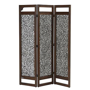 3連パーティション 幅40cm 高さ160cm 3枚 ACP333KA チーク無垢材×ラタン 完成品 快適 涼しい アジアンテイスト キムラ
