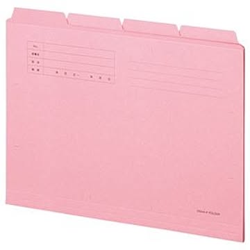 （まとめ） TANOSEE カットフォルダー4山 A4 ピンク 1組（4冊） 【×20セット】