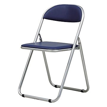 折りたたみ椅子 ブルー 幅450×奥行470×高さ765mm 合成皮革 スチールフレーム