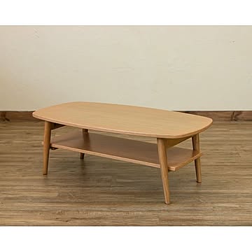折りたたみローテーブル/センターテーブル  幅90cm 『TRIM』 収納棚付き 【完成品】