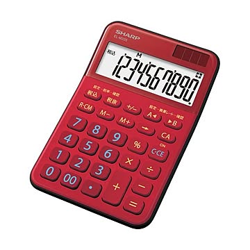 (まとめ) シャープ カラー・デザイン電卓 10桁ミニナイスサイズ レッド EL-M335-RX 1台 【×10セット】
