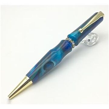 日本製 スワロフスキー ボールペン/文房具 【ブルー】 クロスタイプ 芯：0.7mm 文具 オフィス用品 『Acrylic』