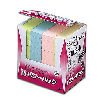 （まとめ） 住友スリーエム ポストイット(R) パワーパックシリーズ 40個入り 横25×縦75mm 5002-K 混色 40個入 【×3セット】