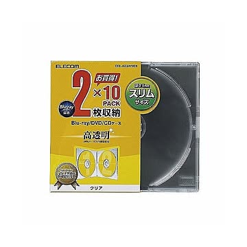 (まとめ)エレコム Blu-ray/DVD/CDケース(スリム/PS/2枚収納) CCD-JSCSW10CR×10セット