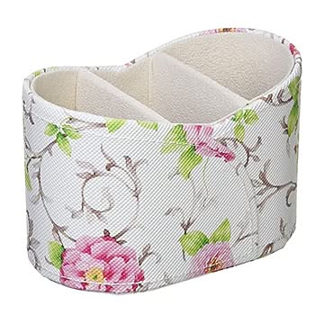 パール メガネスタンド 3本収納 花柄 ホワイト