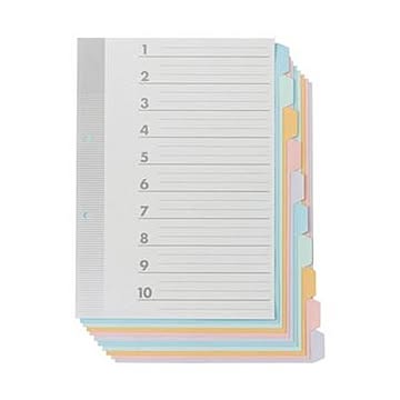 （まとめ）TANOSEE 見出しカード A4タテ2穴 5色10山+扉紙 1パック（5組）【×20セット】