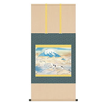 掛け軸 舞鶴図 川端龍子 54.5x115cm 三幸