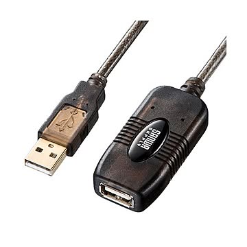 (まとめ）サンワサプライ延長USBアクティブリピーターケーブル (A)オス-(A)メス 20m KB-USB-R220 1本【×3セット】