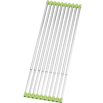 折りたたみ 水切りラック/キッチン用品 WIDE オレンジ 約500〜900×185×11mm 日本製 ステンレス製 〔台所〕