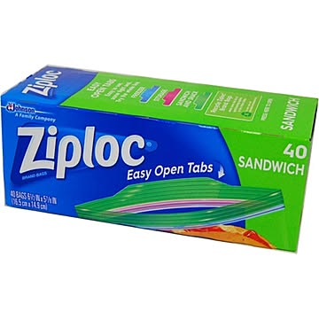【Ziploc】 サンドイッチバック 40P 【3個セット】 ジッパー付き 〔キッチン 台所〕