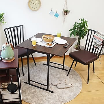 360度回転式 ダイニングチェア デスクチェア 2脚セット ブラウン 幅43cm スチール PVC ウレタンフォーム