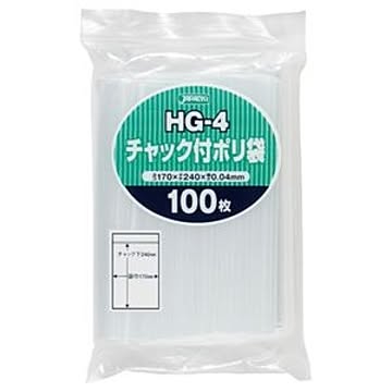 (まとめ) ジャパックス チャック付ポリ袋 ヨコ170×タテ240×厚み0.04mm HG-4 1パック(100枚) 【×10セット】