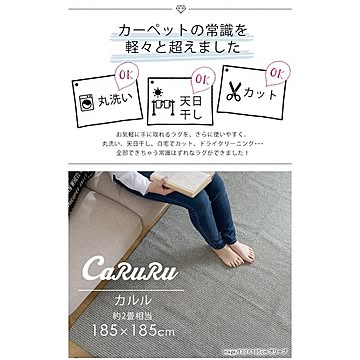 カルル ラグ 185×185cm ターコイズ 天日干し・丸洗いドライ対応