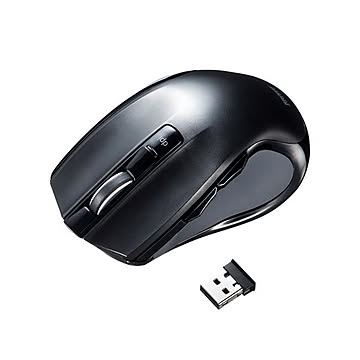 (まとめ)サンワサプライ ワイヤレスブルーLEDマウス(ブラック) MA-WBL38BK×2セット