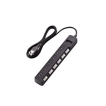 (まとめ)エレコム ほこり防止シャッター付 雷ガードタップ T-K6A-2625BK×2セット