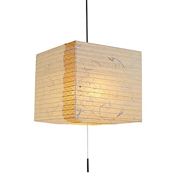 彩光デザイン cube 2灯 ペンダントライト 和紙 黒雲龍×麻葉唐茶 幅400x奥行400x高さ350mm