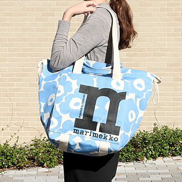 マリメッコ ウニッコ モノシティトート ショルダーバック コットン/ライトブルー marimekko Mono City Tote shoulder bag UNIKKO