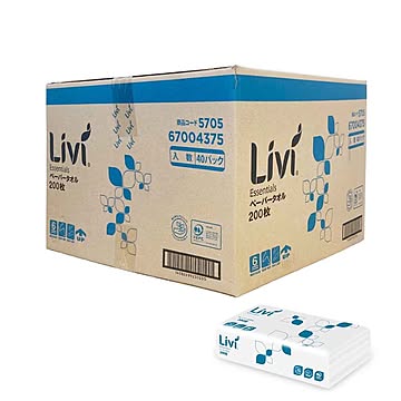 Livi リビィ ペーパータオル エッセンシャル 中判 200枚 40個入 5705 【プラザセレクト】