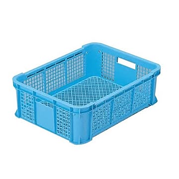 【5個セット】 リステナー/網目コンテナボックス ブルー メッシュ構造 〔みかん 果物 野菜等収穫 保管 保存 物流〕【代引不可】