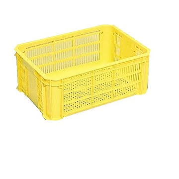 【5個セット】 リステナー/網目コンテナボックス  イエロー メッシュ構造 〔みかん 果物 野菜等収穫 保管 保存 物流〕【代引不可】