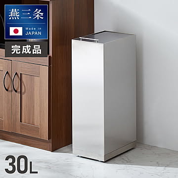隠せる ステンレスダストボックス 30L袋用 隠しキャスター付き スタイリッシュ ゴミ箱 スライド式 フタ付き 蓋付き シンプル ごみ箱 スリム 省スペース おしゃれ 角型 リビング キッチン デスク