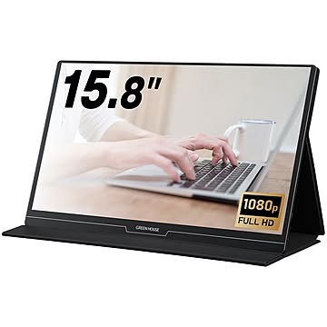 グリーンハウス 15.8型モバイルモニター USB Type-C接続 フルHD ブラック GH-LCU16B-BK