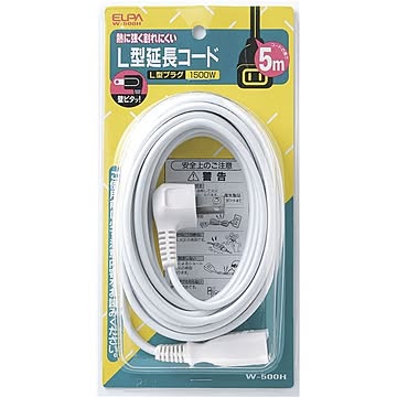（まとめ） ELPA L型延長コード 5m W-500H 【×5セット】