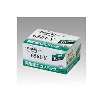 （まとめ） 住友スリーエム ポストイット(R) エコノパック(TM)製品シリーズ 10個入り 横50×縦75mm 6561-Y イエロー 10個入 【×3セット】