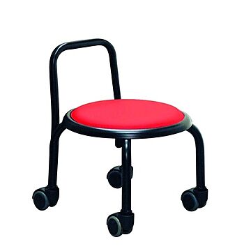 ボン スタッキングチェア 丸椅子 3脚セット レッド×ブラック 幅32cm スチールパイプ