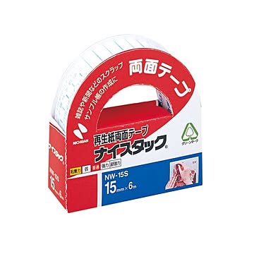 （まとめ） ニチバン ナイスタック 再生紙両面テープ 小巻 15mm×6m NW-15S 1巻 【×20セット】