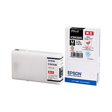 （まとめ） エプソン EPSON インクカートリッジ ブラック Mサイズ ICBK90M 1個 【×3セット】