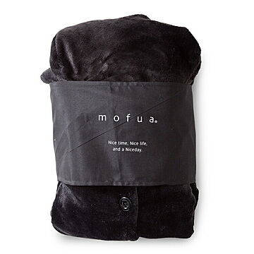 mofua プレミアムマイクロファイバー着る毛布 フード付（FJ) 着丈110cm ブラック