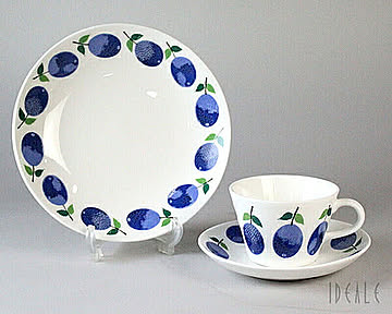 【復刻版】 グスタフスベリ プルーヌス 494-06 コーヒーカップ＆ソーサー +  494-03 プレート 18cm GUSTAVSBERG Prunus