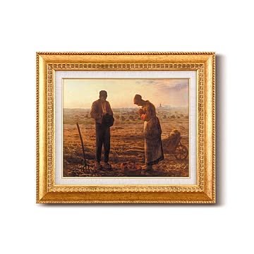 【世界の名画】名画額縁 複製画 絵画額 ■ ミレー名画額Ｆ６金「晩鐘」 ひも付き