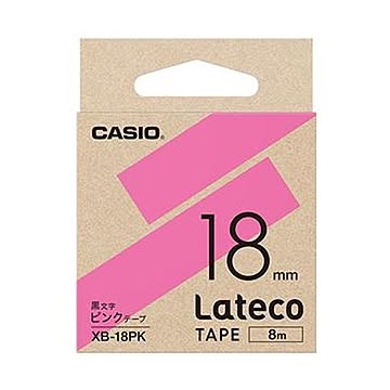 （まとめ）カシオ ラテコ 詰替用テープ18mm×8m ピンク/黒文字 XB-18PK 1個【×10セット】