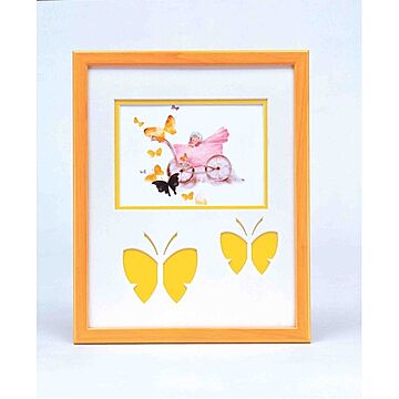 蝶々の額 黄色い額 ■いわさきちひろアート額 「乳母車と赤ちゃん」