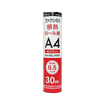 ミヨシ 各メーカー共用タイプ FAX用感熱ロール紙 30m巻 0.5インチ芯 1本入り FXK30AH-1 管理No. 4951241145066