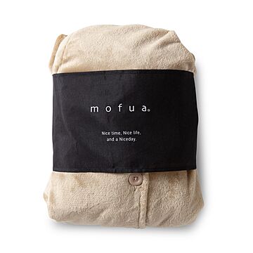 mofua プレミアムマイクロファイバー着る毛布 フード付（FJ) 着丈110cm モカベージュ