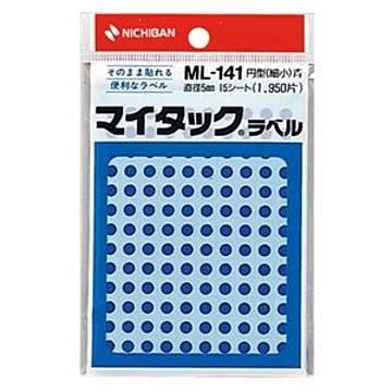 （まとめ） ニチバン マイタック カラーラベル 円型 直径5mm 青 ML-1414 1パック（1950片：130片×15シート） 【×30セット】