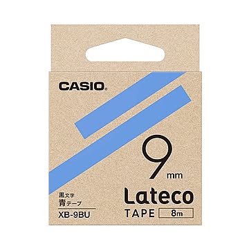 （まとめ）カシオ ラテコ 詰替用テープ9mm×8m 青/黒文字 XB-9BU 1個【×10セット】