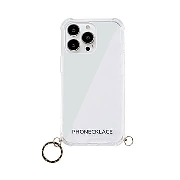 PHONECKLACE ストラップ用リング付きクリアケース for iPhone 13 Pro Max ゴールドチャーム PN21616i13PMGD