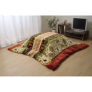 北欧調 こたつ布団 【正方形 レッド 約190cm×190cm】 洗える フランネル素材
