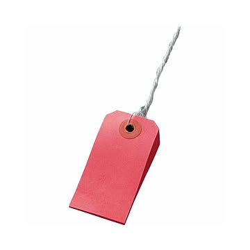 (まとめ) TANOSEE カラー荷札 6号 30×60mm 赤 1パック（200枚）  【×10セット】