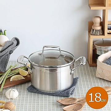 スキャンパン（SCANPAN） クッキングポット 71251800 インパクト ガラス蓋付き 両手鍋 18cm Impact