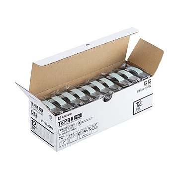 キングジム テプラ PROテープカートリッジ 12mm 透明/黒文字 エコパック ST12K-10PN 1パック(10個)